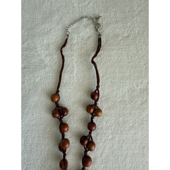 Boho Handmade Wood Bead Necklace Macrame Pendant Tribal Ethnic Natural‎ - Picture 10 of 10